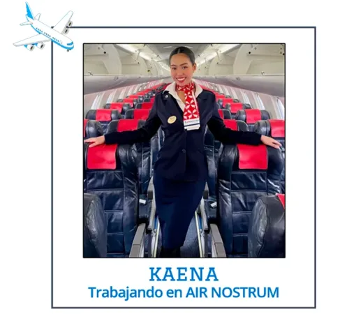 Kaena, antigua alumna de BAI, trabajando como Tripulante de Cabina de Pasajeros en Air Nostrum