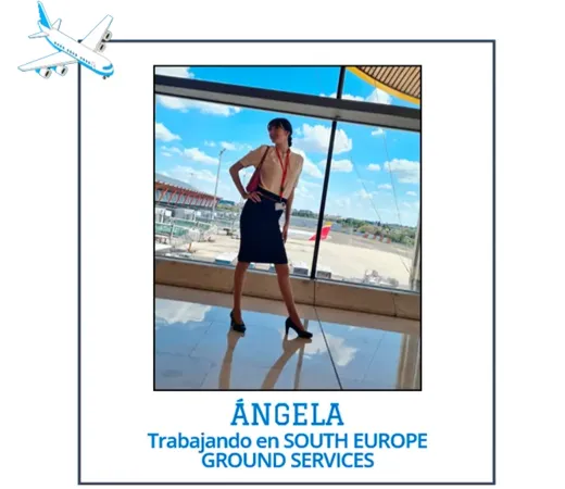 Ángela, antigua alumna de BAI, trabajando en South Europe Ground Services en el aeropuerto de Madrid