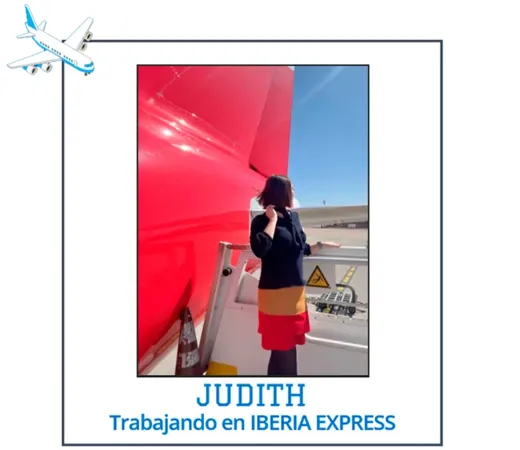 Judith, antigua alumna de BAI, trabajando como Tripulante de Cabina de Pasajeros en Iberia Express